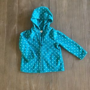 Fleece jacket - teal with white polka dots - 3T